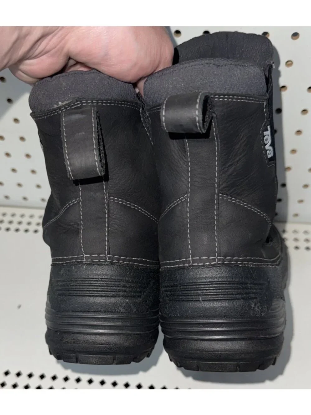Teva Loge Peak Mens Leather Pull On Insulated WP Winter Snow Boots Size 12 Black